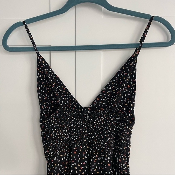 Reformation Dove Midi Dress Plunge Neck Confetti Polka Dot Black Size 2, XS/S - Picture 7 of 13